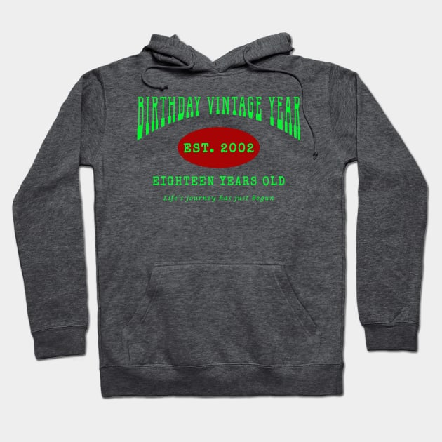 Birthday Vintage Year - Eighteen Years Old Hoodie by The Black Panther